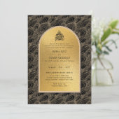 Vergulde Nikah Trouw Uitnodiging Chic Islamitisch  (Staand voorkant)