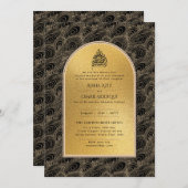 Vergulde Nikah Trouw Uitnodiging Chic Islamitisch  (Voorkant / Achterkant)