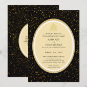 Vergulde Nikah Trouw Uitnodiging Chic Islamitisch  (Voorkant / Achterkant)