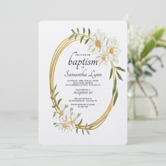 Vergulde Ovale Uitnodiging (Staand voorkant)