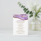 Vergulde Paarse Agaat Bruiloft accommodatie kaart (Staand voorkant)