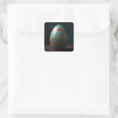 Vergulde Patchwork Paasei Vierkante Sticker (Tas)