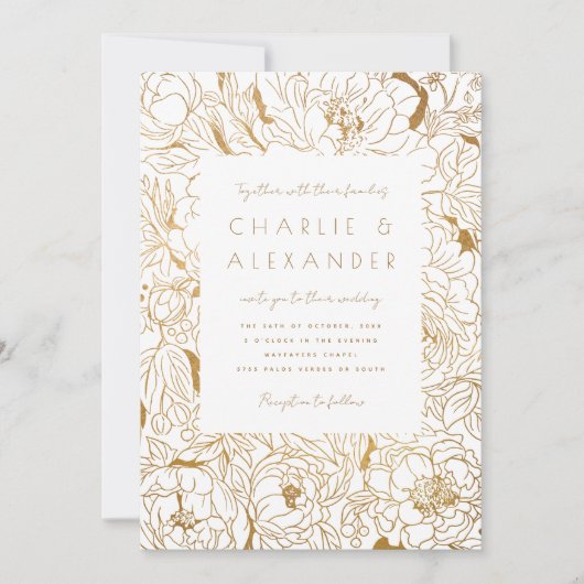 Vergulde pioenrozen witgoud kaart (Voorkant)