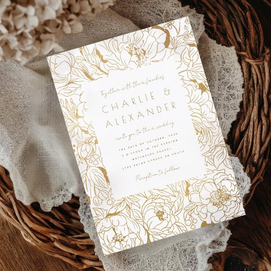 Vergulde pioenrozen witgoud kaart