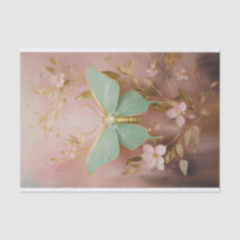 Vergulde Prachtige Luna Moth op Stoffige Roze, For