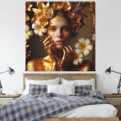 Vergulde Pre-Raphaelite Vrouw 3 Canvas Afdruk (Insitu (Slaapkamer))