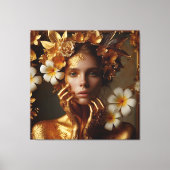 Vergulde Pre-Raphaelite Vrouw 3 Canvas Afdruk (Voorkant)