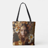 Vergulde Pre-Raphaelite Vrouw 3 Tote Bag (Achterkant)