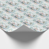 Vergulde rand Witte Magnolia Blossom Cadeaupapier (Hoek)