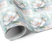 Vergulde rand Witte Magnolia Blossom Cadeaupapier (Rol Hoek)