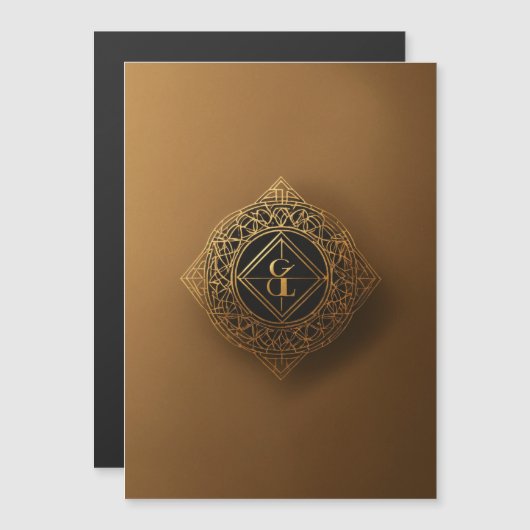 Vergulde Romance: Luxe Golden Wedding Kaart Magnetische Uitnodiging (Voorkant / Achterkant)