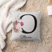 Vergulde Roze Bloem Initialen O met Monogram Kussen (Deken)