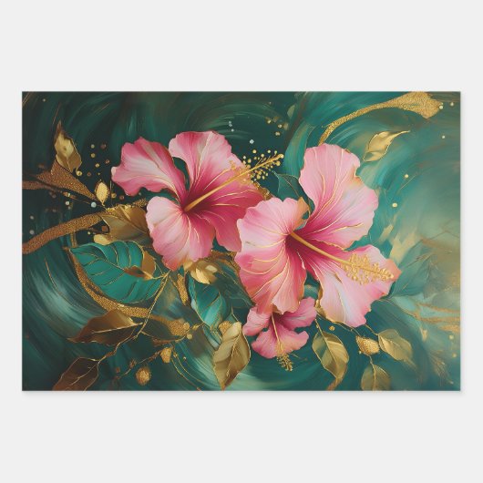 Vergulde roze hibiscus, Coconut Grove Inpakpapier Vel (Voorkant)