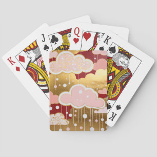 Vergulde scharlaken regenval pokerkaarten