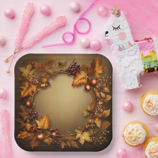 Vergulde schatten van Herfst: kransoogst Papieren Bordje (Feest)