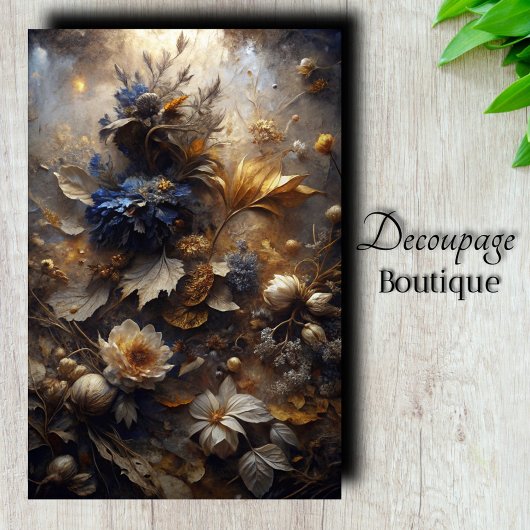 Vergulde Schemerflora Decoupage Tissuepapier