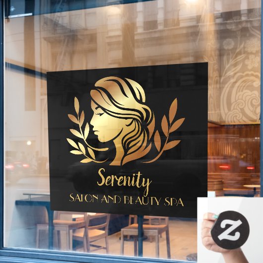 Vergulde schoonheidssalon en spa Pretty Woman Raamsticker (Cafe Raam)