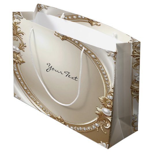 Vergulde Sierlijst met Parels Cadeautas (Achterkant Gekanteld)
