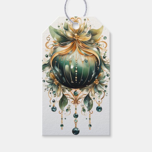 Vergulde smaragden: Groene en gouden symfonie Cadeaulabel (Voorkant)