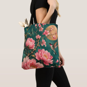 VERGULDE SMEERLAPPRUIN KOLIBRIE ROZEN TOTE BAG