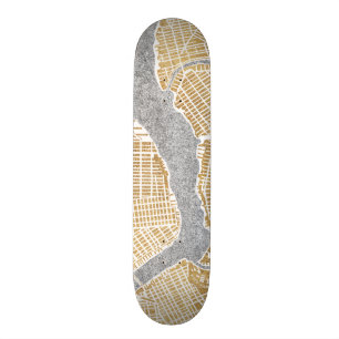 Vergulde Stadkaart Van New York Persoonlijk Skateboard