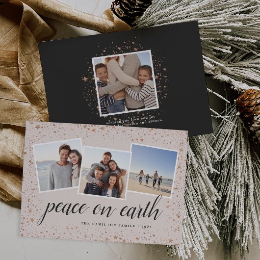 Vergulde sterren | Kerst foto collage kaart