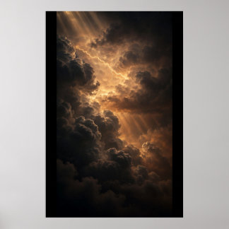 Vergulde Storm — Stormbol boven Donkere Oceaan Poster