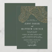 Vergulde Tropics Gouden Groene Bladeren Huwelijk Kaart (Voorkant / Achterkant)