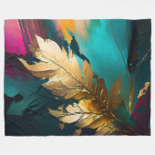 Vergulde Veer – Luxe Abstracte Elegantie Fleece Deken (Voorkant (Horizontaal))