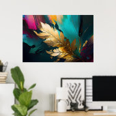Vergulde Veer – Luxe Abstracte Elegantie Poster (Thuiskantoor)