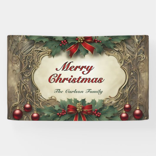  vergulde Victoriaans kerstkrans Spandoek (Horizontaal)