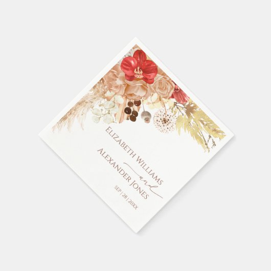 Vergulde Waterverf Boho Floral bruiloft servetten (Hoek)