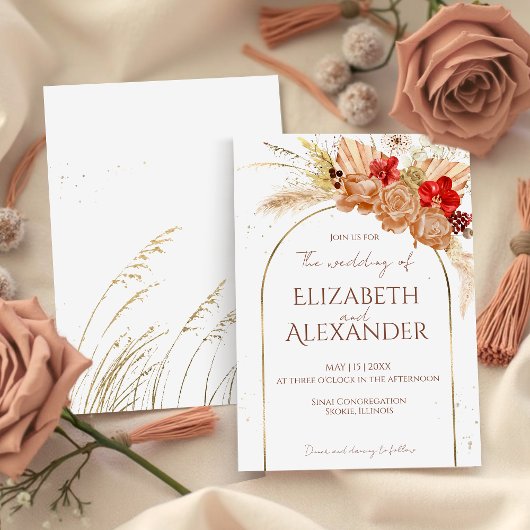 Vergulde Waterverf Boho Floral | Terracotta bruilo Kaart