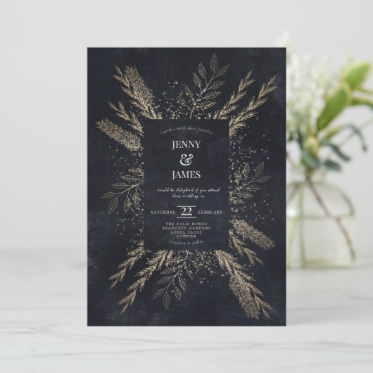 vergulde weide feestdagenkaart (Staand voorkant)