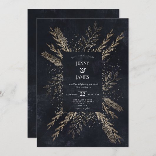 vergulde weide feestdagenkaart (Voorkant / Achterkant)