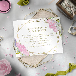 Vergulde Wildflower Lente Bruiloft RSVP Kaarten Kaartje