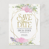 Vergulde Wildflower Lente Bruiloft Save The Date Briefkaart (Voorkant)