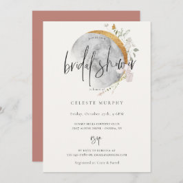 Vergulde Wildflower Maan Bruidsdouche Uitnodiging