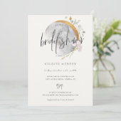 Vergulde Wildflower Maan Bruidsdouche Uitnodiging (Staand voorkant)