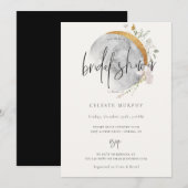 Vergulde Wildflower Maan Bruidsdouche Uitnodiging (Voorkant / Achterkant)