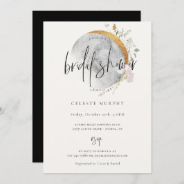 Vergulde Wildflower Maan Bruidsdouche Uitnodiging