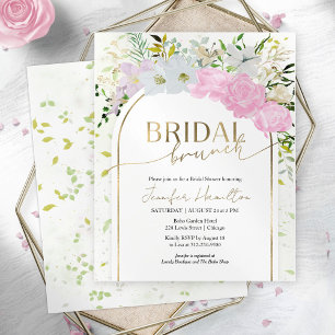 Vergulde Wildflower Spring Bridal Brunch Uitnodigi