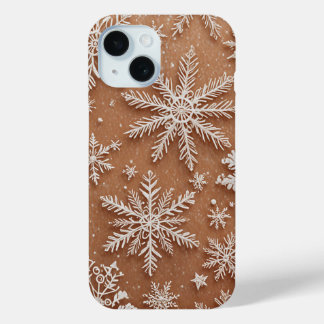 Vergulde Winter Kristallen iPhone 15 Case