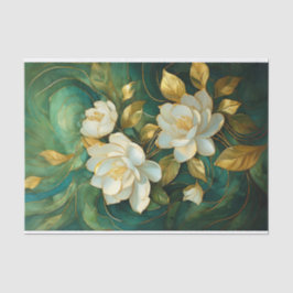 Vergulde Witte Gardenia Trio, Formele Bloemen Tissuepapier