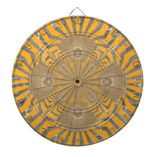 Vergulde Zefier: Elegantie in Goudgeel & Chroom Dartbord