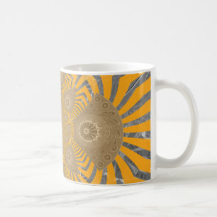 Vergulde Zefier: Elegantie in Goudgeel & Chroom Koffiemok