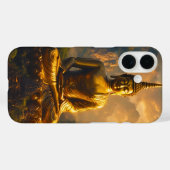 Vergulde zittende Boeddha onder een zonsondergangs Case-Mate iPhone Case (Achterkant (horizontaal))
