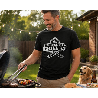 Vergunning om Grappig BBQ-ontwerp te grillen T-shirt