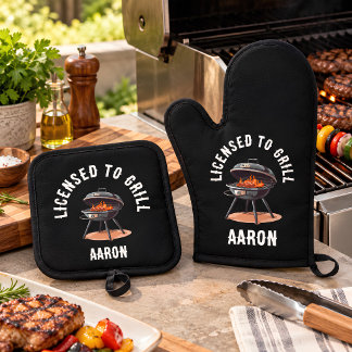 Vergunning om Vader Grillmaster Koken Bbq te grill Ovenwant & Pannenlap Set