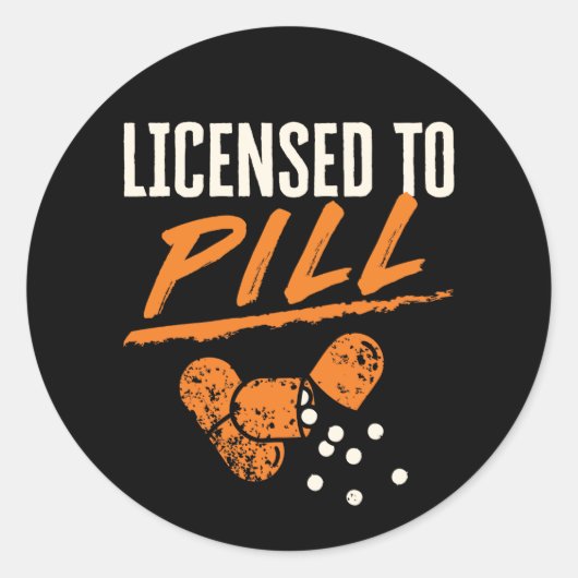 Vergunning verleend aan Pill Pharmacist Pharmacy T Ronde Sticker (Voorkant)
